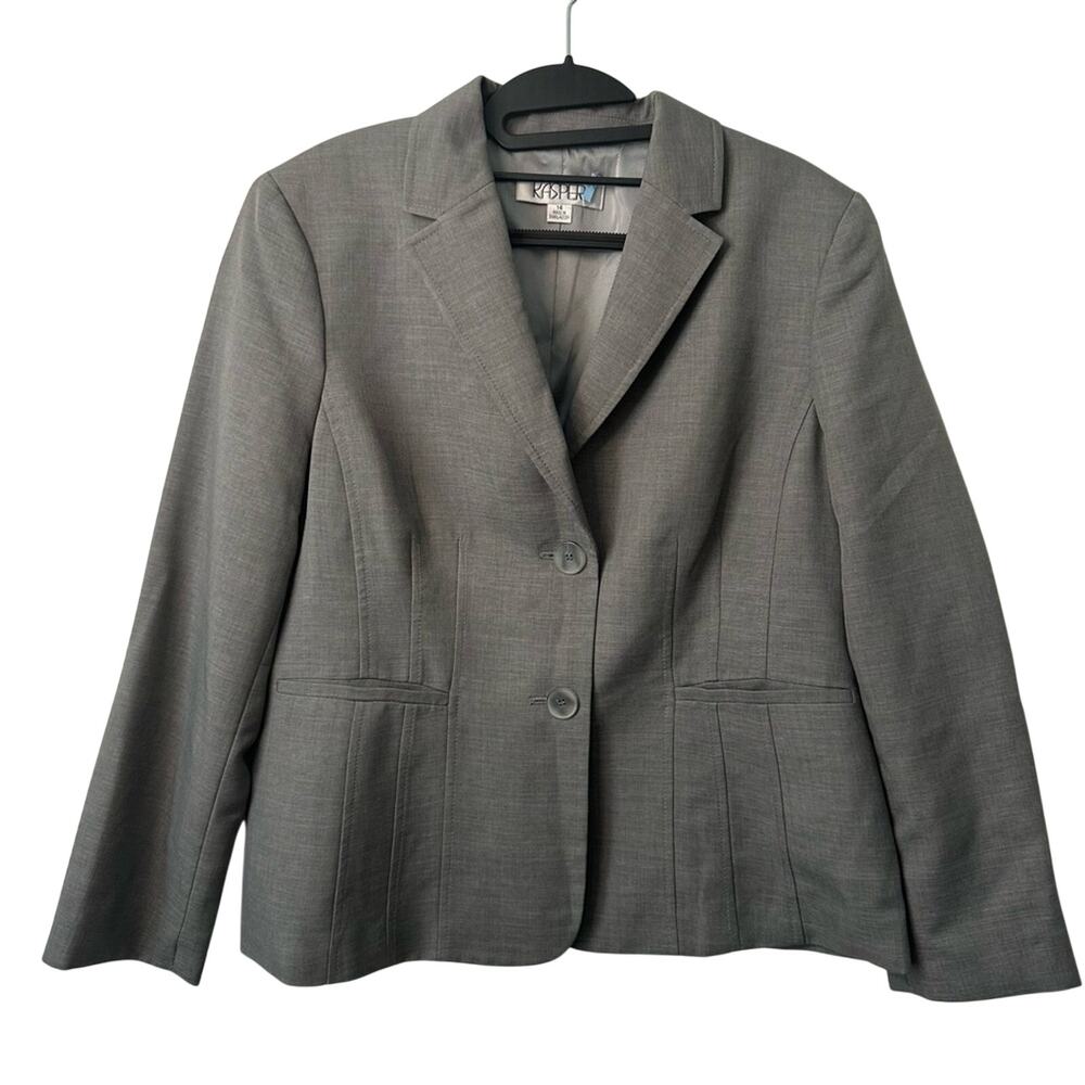 Kasper Charcoal Tailored Blazer Jacket Size 14